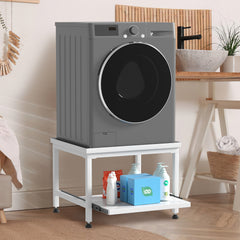 SWANEW Waschmaschinen Untergestell 45,5 cm, mit Schublade, Verstellbares Podest für Waschmaschine, Trockner, bis 200 kg tragfähig