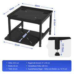 SWANEW Waschmaschinen Untergestell 45,5 cm, mit Schublade, Verstellbares Podest für Waschmaschine, Trockner, bis 200 kg tragfähig
