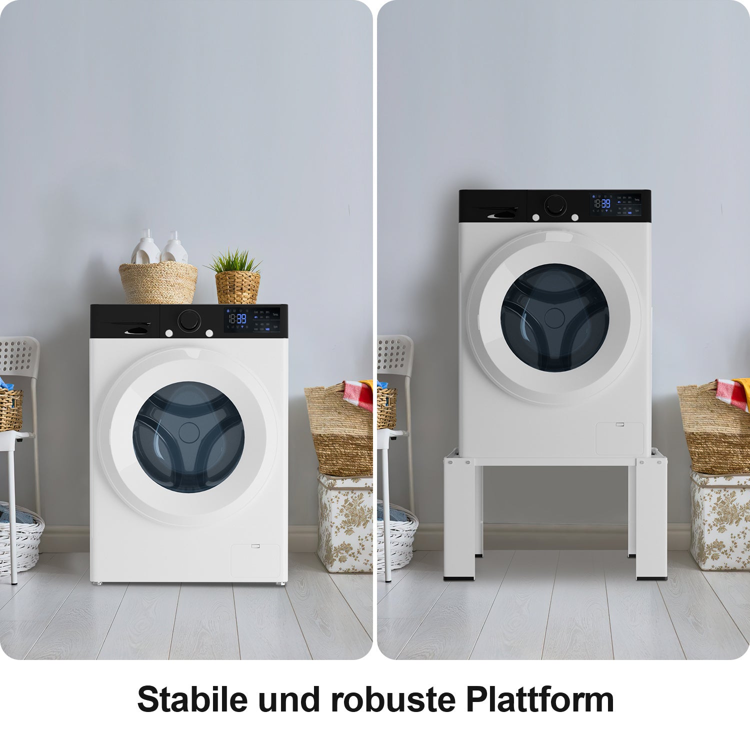 SWANEW Waschmaschinen Untergestell, Waschmaschinensockel , Waschmaschinen-Unterschrank, Podest für Waschmaschinen & Trockner