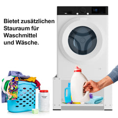 SWANEW Waschmaschinen Untergestell mit Einlegeböden, Waschmaschinensockel, Waschmaschinen-Unterschrank für Waschmaschinen & Trockner