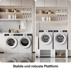 SWANEW Waschmaschinen Untergestell mit Einlegeböden, Waschmaschinensockel, Waschmaschinen-Unterschrank für Waschmaschinen & Trockner