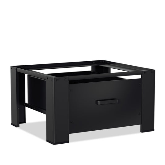 SWANEW Waschmaschinen Untergestell mit Schublade, Schwarz Verstellbares Podest für Trommelwäschetrockner und Gefrierschrank Rahmen