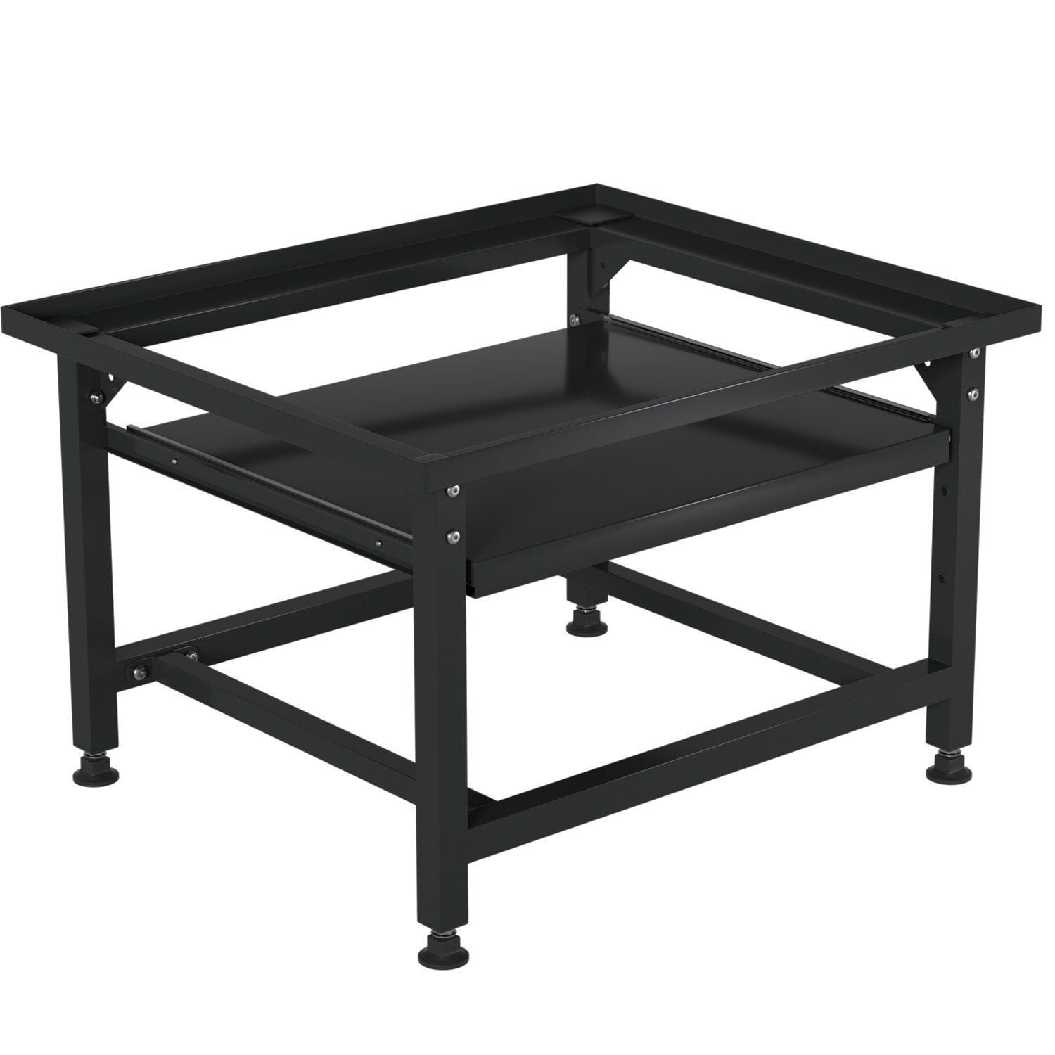 SWANEW Waschmaschinen Untergestell mit Ausziehbarem Regal, 3 höhenverstellbar Waschmaschinen Sockel, 150kg Tragfähigkeit Podest für Trockner, Kühlschrank