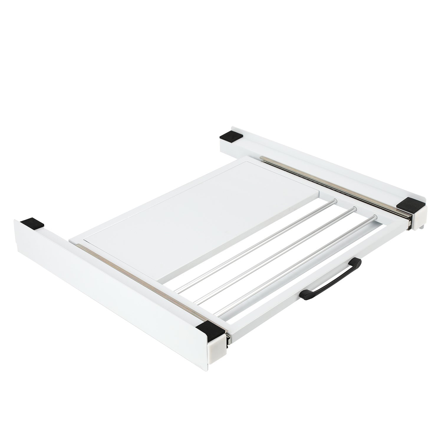 SWANEW Zwischenbaurahmen mit Ausziehplatte, Universell Verbindungsrahmen für Waschmaschine und Trockner, Stapelset mit Handtuchhalter