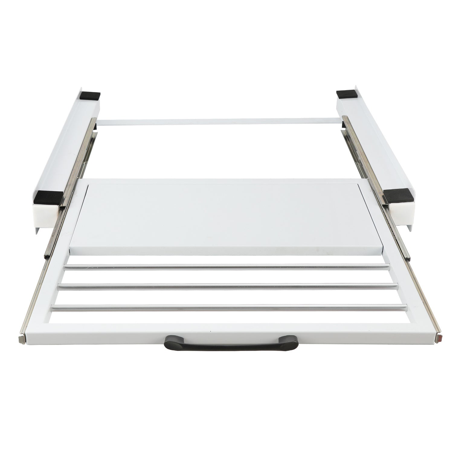 SWANEW Zwischenbaurahmen mit Ausziehplatte, Universell Verbindungsrahmen für Waschmaschine und Trockner, Stapelset mit Handtuchhalter
