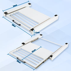 SWANEW Zwischenbaurahmen mit Ausziehplatte, Universell Verbindungsrahmen für Waschmaschine und Trockner, Stapelset mit Handtuchhalter