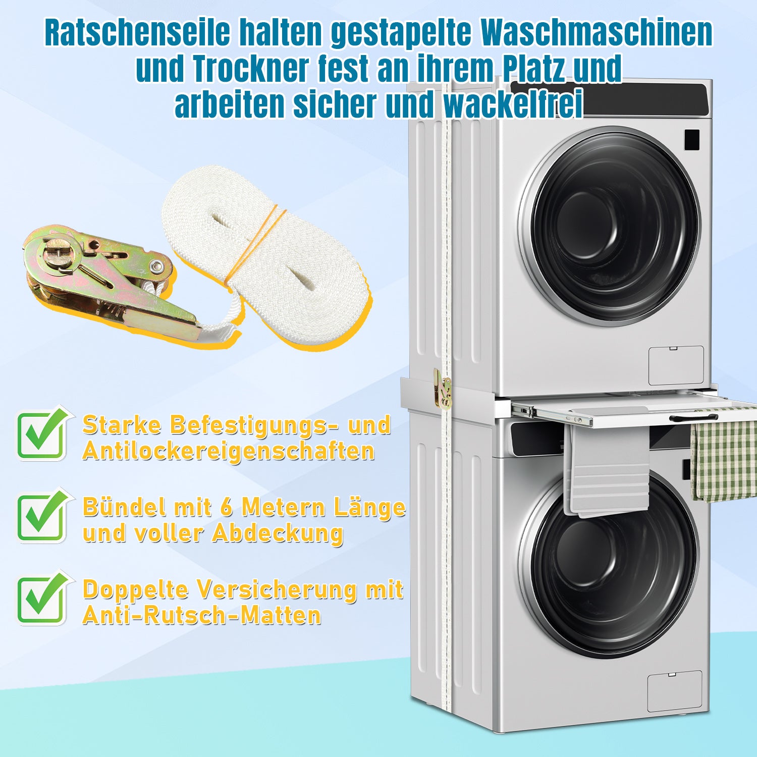 SWANEW Zwischenbaurahmen mit Ausziehplatte, Universell Verbindungsrahmen für Waschmaschine und Trockner, Stapelset mit Handtuchhalter