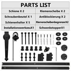 SWANEW Schiebetürbeschlag Komplettset - Schiebetürsystem für Holztüren und Falttüren Laufschiene-Schiene