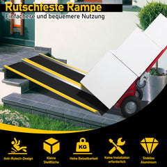 SWANEW 2 Stück Auffahrrampe, 118cm Alu Rollstuhlrampe, Laderampe Tragfähigkeit 300kg