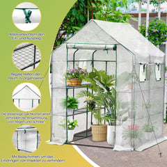 SWANEW Foliengewächshaus Gewächshaus Begehbares Gartenhäuschen Tomatenhaus