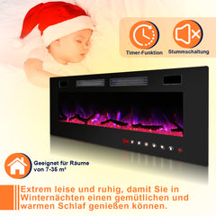 SWANEW Elektrokamin Wandkamin, Elektrischer Kamin, Wandkamin Elektrischer mit Heizung, 750W/1500W, 127cm