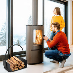 SWANEW Holzkorb für Kaminholz Metall, Tragbarer Kaminholzkorb, Brennholzregal