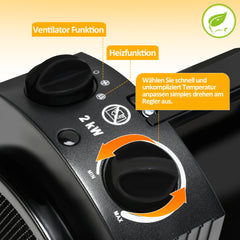 SWANEW Gewächshausheizung 2kW, Frostschutzheizung, mit thermostat, frostwächter