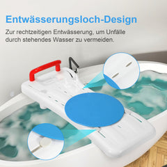 SWANEW Badewannenbrett mit Griff und Seifenablage 69x28cm Einstellbar 41-62cm, Badewannensitz Erwachsene Senioren, Sitzbrett fĂŒr Badewanne Duschbrett max 150KG Badebrett