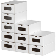 SWANEW Aufbewahrungsboxen mit Sichtfenster & Schublade, Faltbare Schuhboxen, Stapelbar Allzweckbox