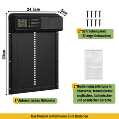SWANEW Automatische Hühnerklappe – Elektrischer Hühnerstall-Türöffner mit Timer & großem Display – Wasserdicht & Robust für Hühner, Enten & Kleintiere