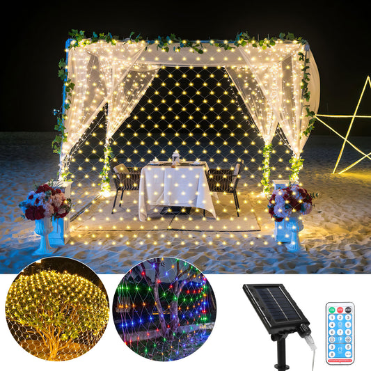 SWANEW solar lichternetz, lichternetz mit Fernbedienung, 8 Modi+TimingFunktion+MemoryFunktion, IP44, Helligkeit einstellbar