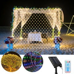 SWANEW solar lichternetz, lichternetz mit Fernbedienung, 8 Modi+TimingFunktion+MemoryFunktion, IP44, Helligkeit einstellbar