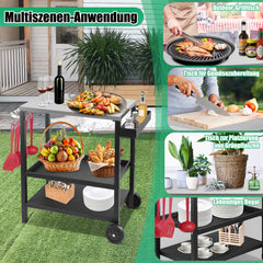 SWANEW Grillwagen, Grilltisch Höhenverstellbar, BBQ Arbeitsfläche, auf Rädern