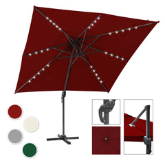 SWANEW Sonnenschirm 300 x 300 cm Solar LED Ampelschirm mit Kurbel UV50+, Drehbar und Kippbar