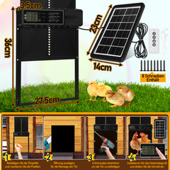 SWANEW Automatische Hühnerklappe Solar Haustierklappe Hühnerstalltür 33x24.5cm