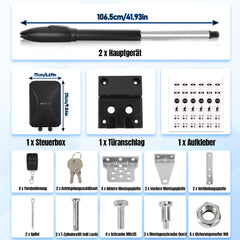 SWANEW Flügeltorantrieb Automatischer, Drehtorantrieb Toröffner, 50W 300kgx2, Doppelflügeltorantrieb