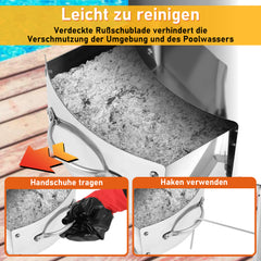 SWANEW Brennholz Poolheizung, Schwimmbadheizung mit Feuer, 100% rostfreier Edelstahl Poolheizung Feuertonne, 32-38mm Anschlüsse, mit Feuerfeste Matte und Tablett