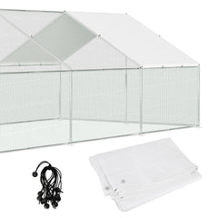 SWANEW Freilaufgehege Hühnerstall 3x6x2m, Geflügelstall mit Schloss, Hühnerhaus, Verzinkter Stahl