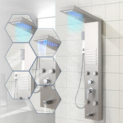 SWANEW Duschpaneel mit Armatur, 5 Funktionen, Verstellbare Massagedüsen, Wandduschpaneel Duschsäule, Edelstahl