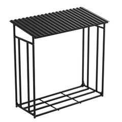 SWANEW Kaminholzregal, Metall brennholzregal, Feuerholzregal, mit Dach, 185x70x185cm