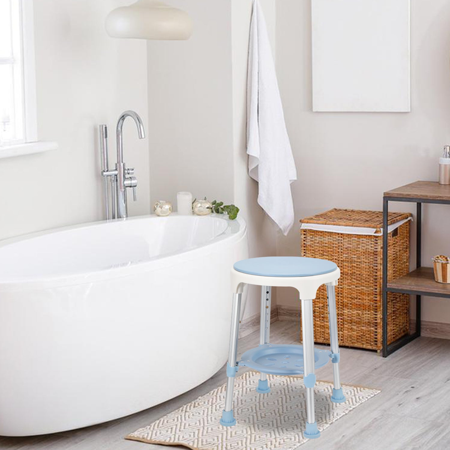 360°Drehbarer Duschhocker Duschstuhl Höhenverstellbar 42-54 cm