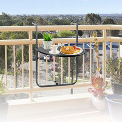 Balkontisch klappbar Hängetisch, klapptisch Balkongeländer, 3-Fach höhenverstellbarer balkontisch zum einhängen, 60 x 40 cm Halbrund Balkontisch klappbar Schwarz