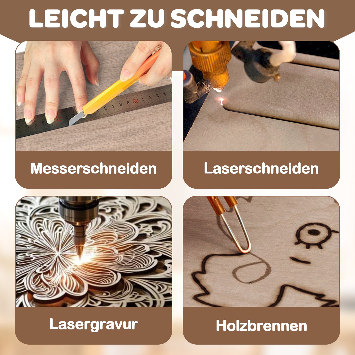 SWANEW Sperrholzplatte, Walnuss Sperrholz, 3mm, holzplatte, für Laser Gravur, Malerei DIY