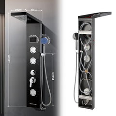 SWANEW LED Duschpaneel, Regendusche Duschsystem, 5-in-1, mit Temperaturanzeige, Edelstahl Duschsäule