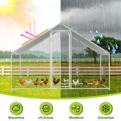 SWANEW Hühnerstall Freilaufgehege, Hühnerhaus Outdoor Geflügelstall, 3x2x2m(LxBxH)