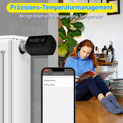 SWANEW Heizkörperthermostat, Thermostatisches Heizkörperventil, WiFi Smart Heizungsthermostat