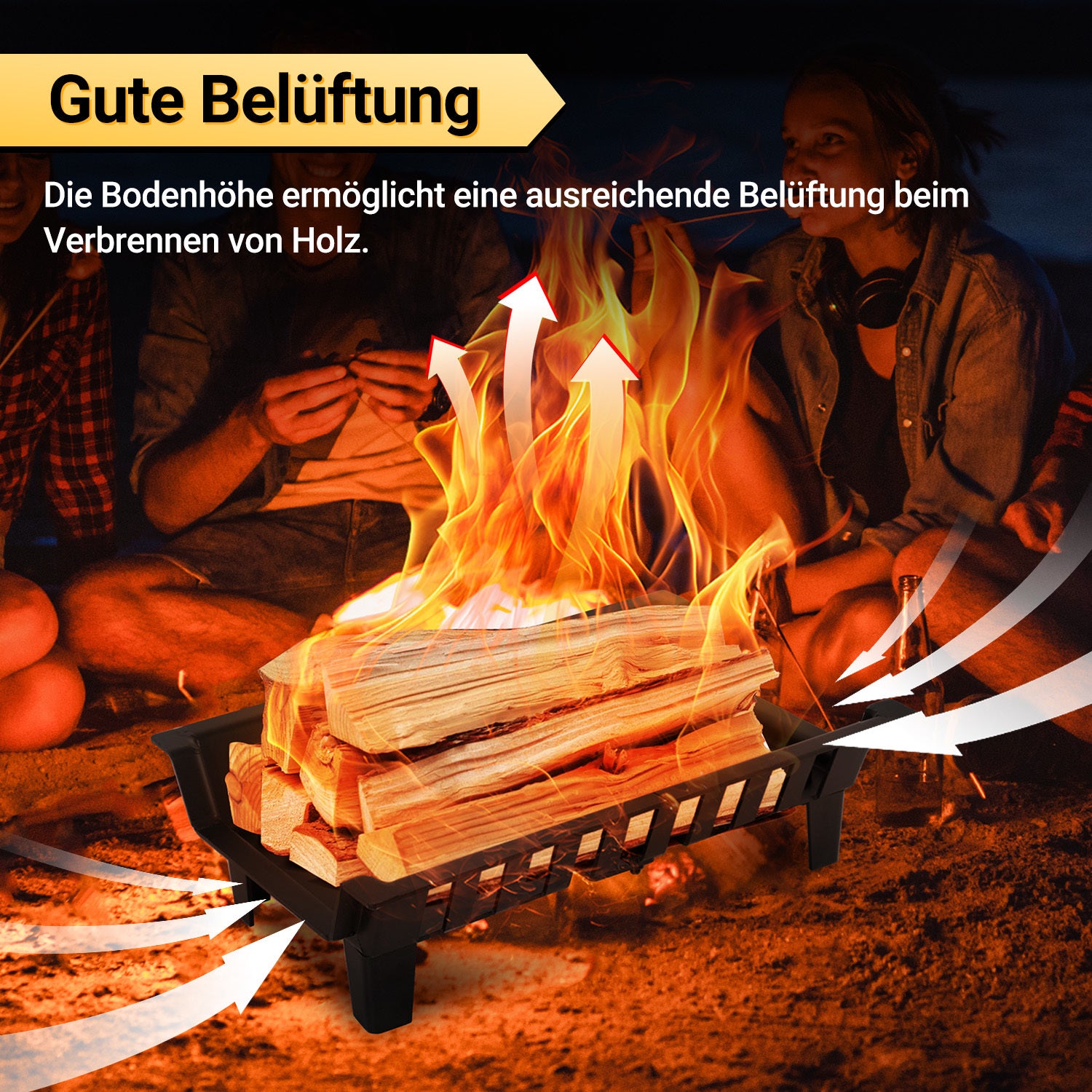 SWANEW Kaminrost Premiumqualität Gussrost Feuerbock Schwarz Ofenrost Einzelrost