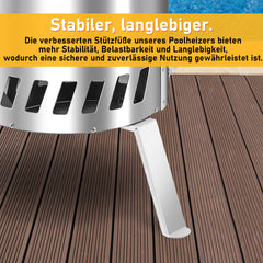 SWANEW Brennholz Poolheizung, Schwimmbadheizung mit Feuer, 100% rostfreier Edelstahl Poolheizung Feuertonne, 32-38mm Anschlüsse, mit Feuerfeste Matte und Tablett
