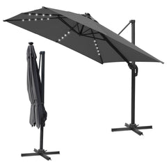 SWANEW Sonnenschirm 300 x 300 cm Solar LED Ampelschirm mit Kurbel UV50+, Drehbar und Kippbar