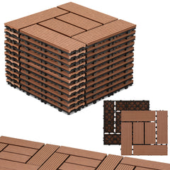 SWANEW WPC Terrassenfliesen, 30x30cm Balkon Bodenfliese, WPC Fliesen mit Klick-System, Balkonfliesen in Holzoptik, Terrassendielen Wasserfest für Terrasse