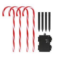 SWANEW Zuckerstangen LED Garten Weihnachtsdeko, 4/8 Stück Zuckerstange Weihnachts Dekoration Leuchtstab Außen, mit Erdspieß, wasserdichte Batteriebox