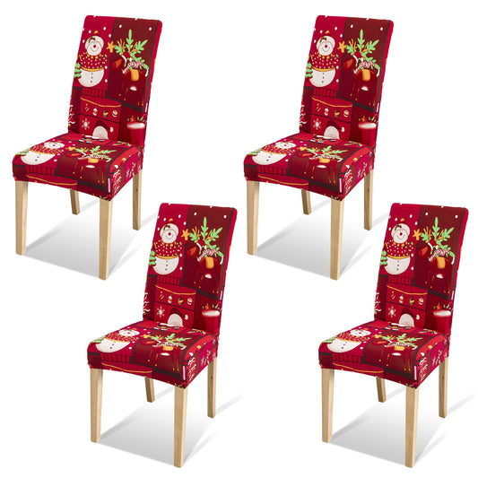 SWANEW Weihnachtliche Stuhlhussen, 4/8/12er Set Elastische Universelle Stuhlüberzug