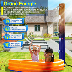 SWANEW Solardusche 20/35/40 Liter Solar Gartendusche Inkl. Schutzhaube und 180° Regenduschkopf, bis 60°C, 50 PSI Wasserdruck, ohne Stromanschluss, für den Garten Urlaub und Camping