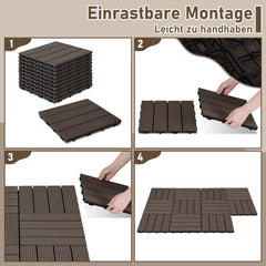 SWANEW WPC Terrassenfliesen, 30x30 cm, WPC Fliesen Balkonfliesen, 1㎡-5㎡ Klickfliese