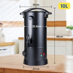 SWANEW Glühweinkocher 10L, 1800W Heißgetränkespender Glühweinkessel Edelstahl Glühweinautomat mit Zapfhahn Thermostat, Einstellbare Temperatur von 30-110°C