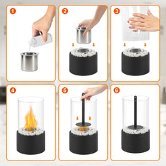 SWANEW Bioethano Tischkamin, Dekokamin, Rund Tischfeuer, 12 x 22 cm