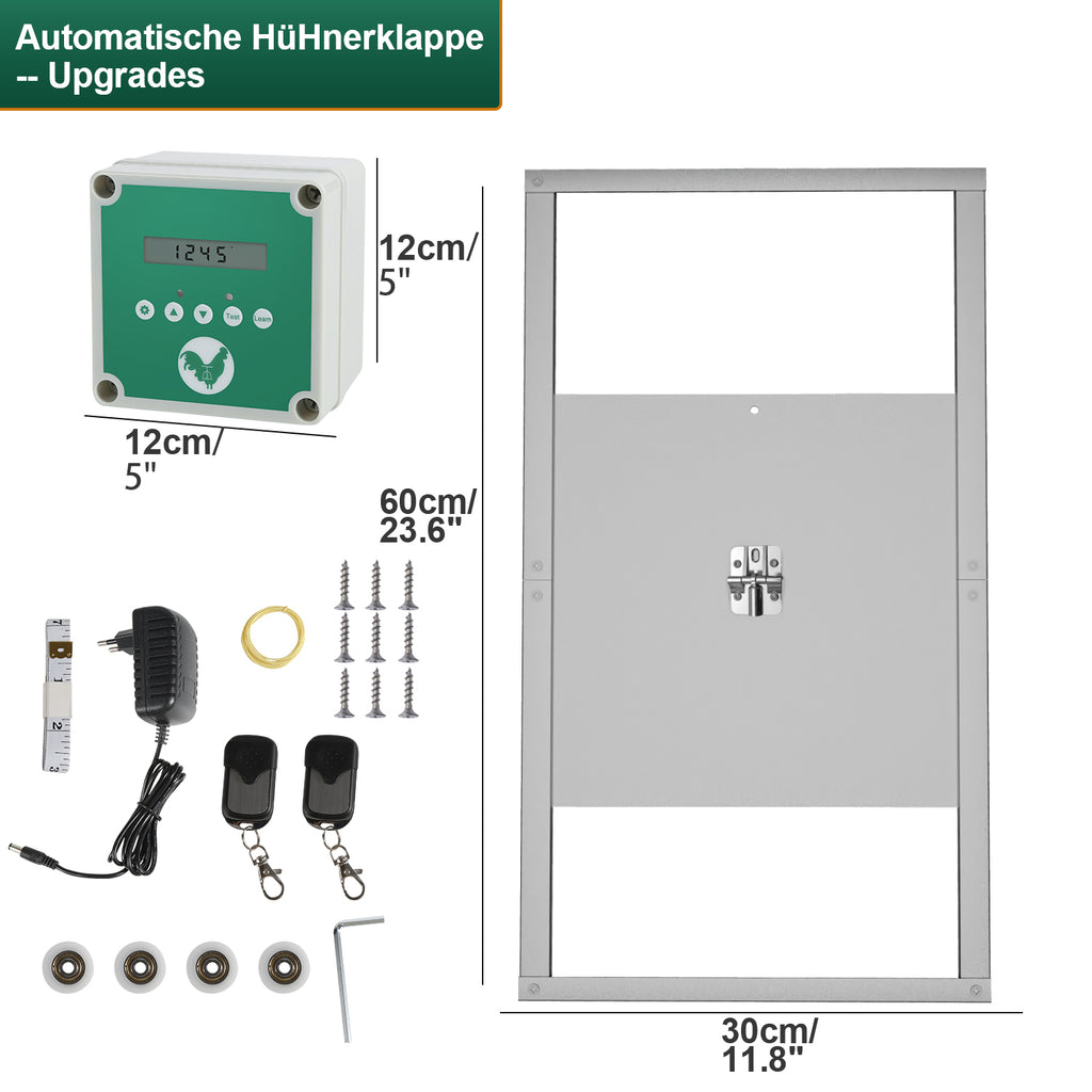 SWANEW Hühnerklappe Automatische Hühnertür Mit Fernsteuerung, für sichere Hühnerhaltung, Multi-Modi-hühnerklappe, 30x60cm
