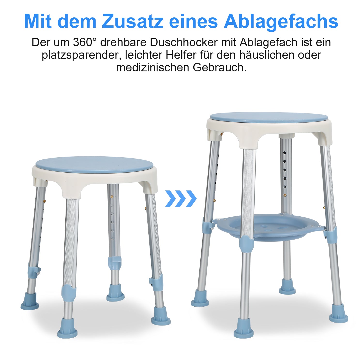 360°Drehbarer Duschhocker Duschstuhl Höhenverstellbar 42-54 cm