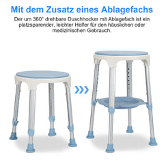 360°Drehbarer Duschhocker Duschstuhl Höhenverstellbar 42-54 cm