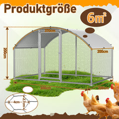 SWANEW Hühnerstall Freilaufgehege, 3x2x2m Kuppel Dach Hühnerhaus